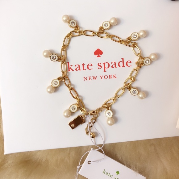 💖NWT Kate Spade Pearly Charm Crystal Bracelet - Picture 4 of 6